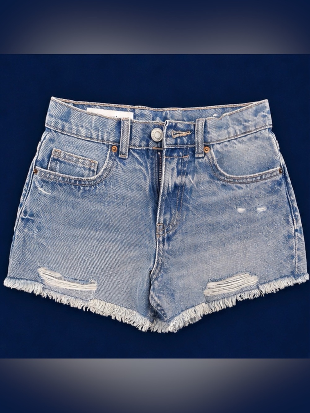 Zara Kids Light Blue Distressed Denim Shorts